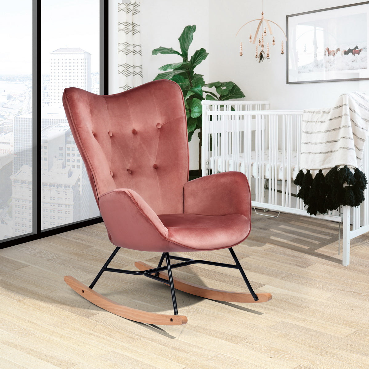Epping Velvet Pink Rocking Chair