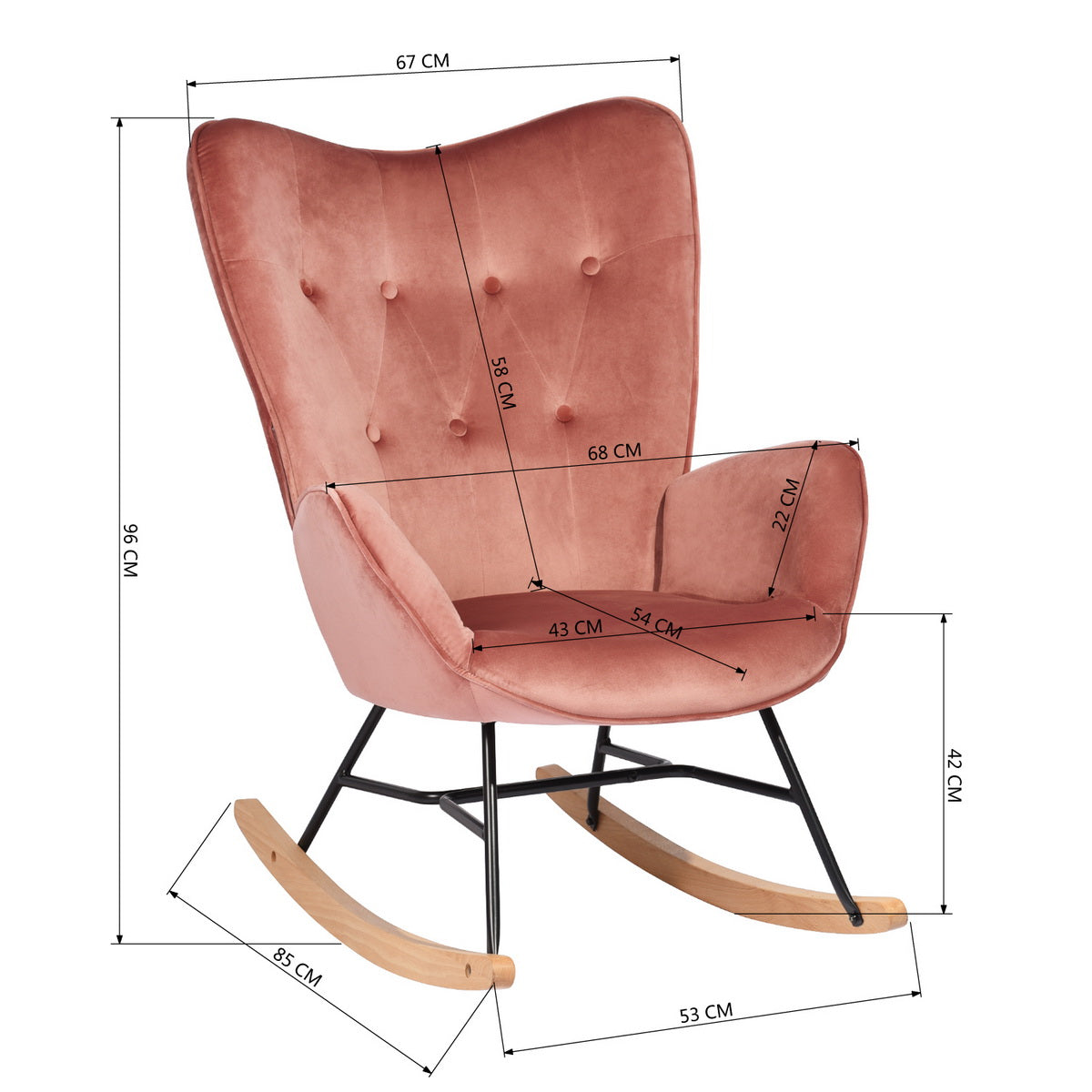 Epping Velvet Pink Rocking Chair