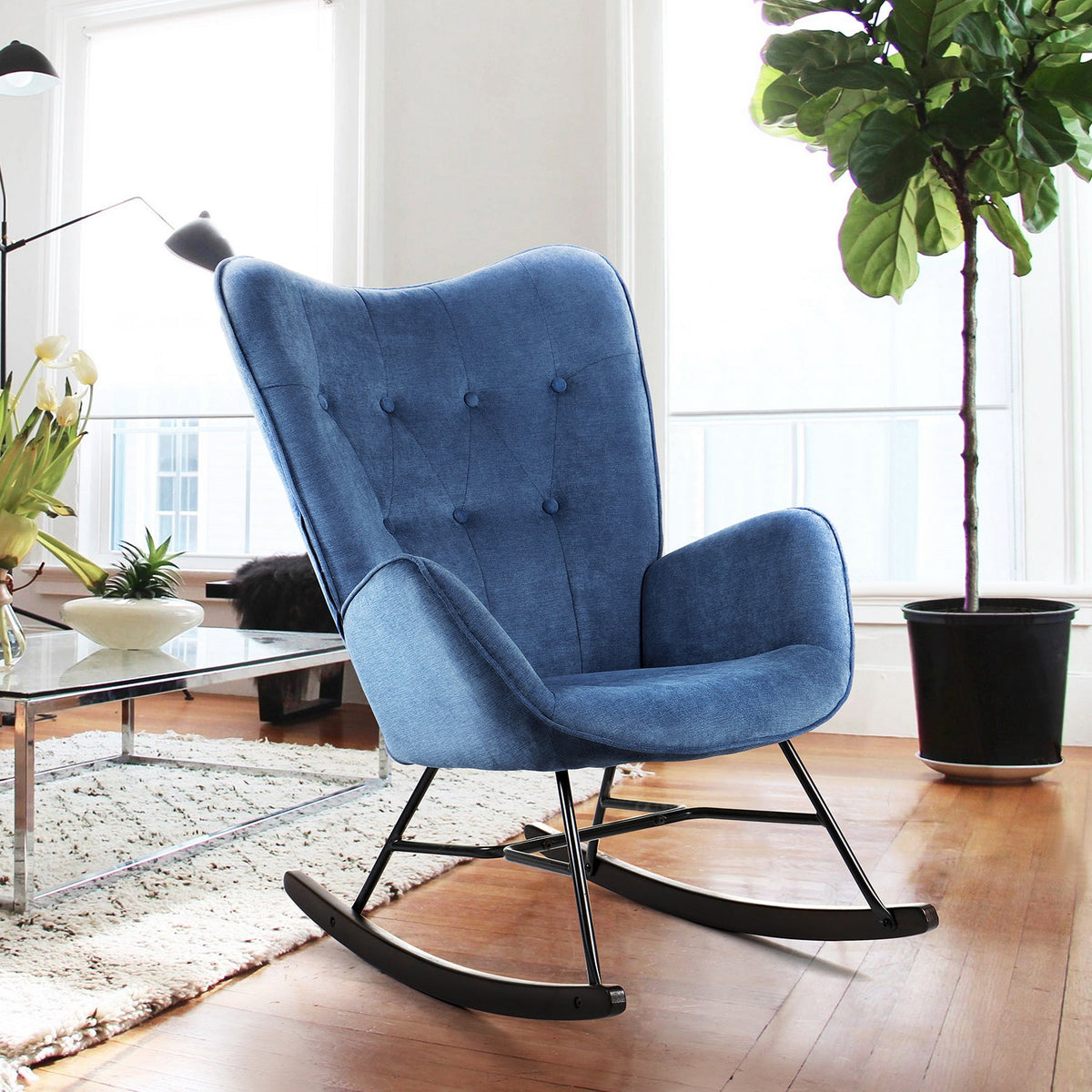 Epping Fabric Accent Chair With Dark Wooden Leg