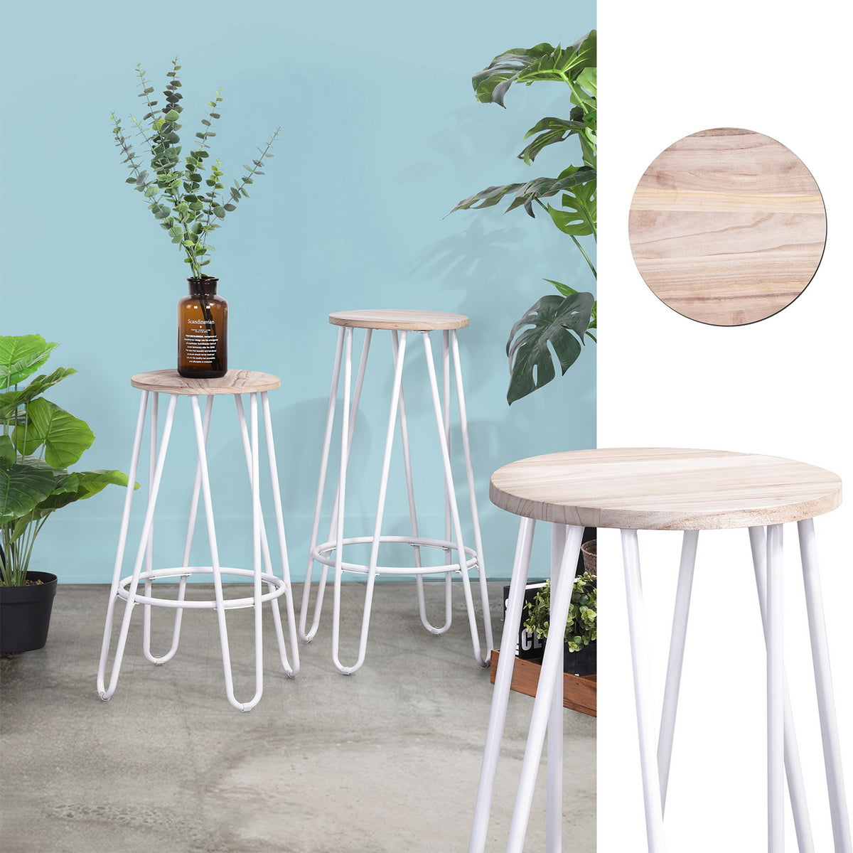 Essia Paulownia Wood Bar Stool