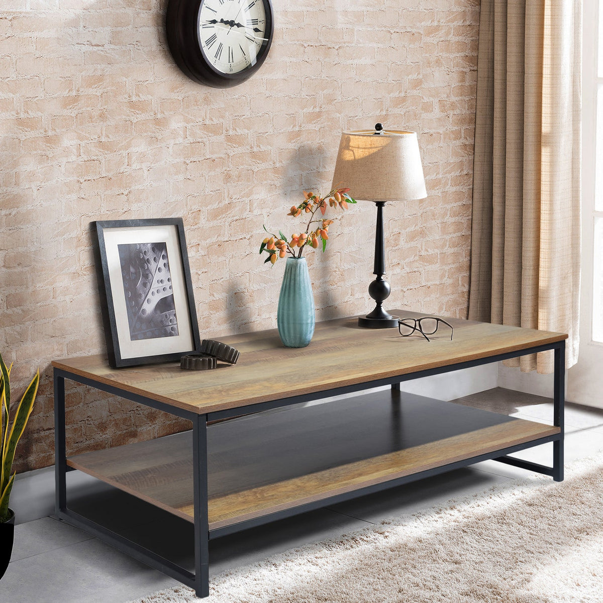 Facto Coffee Table 2 Levels Dark Wood Coffee Tables