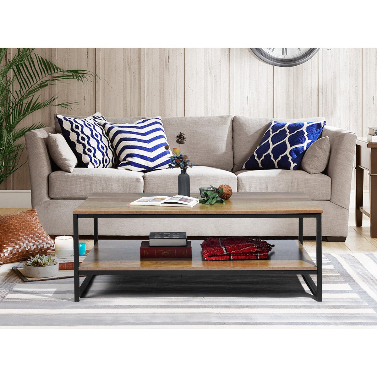 Facto Coffee Table 2 Levels Dark Wood Coffee Tables