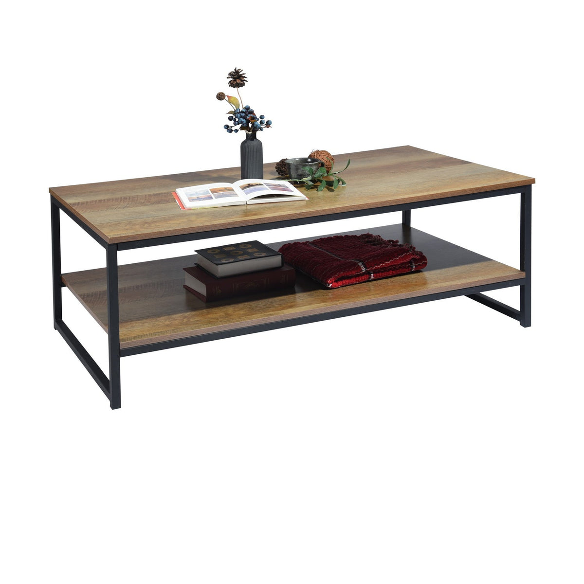 Facto Coffee Table 2 Levels Dark Wood Coffee Tables