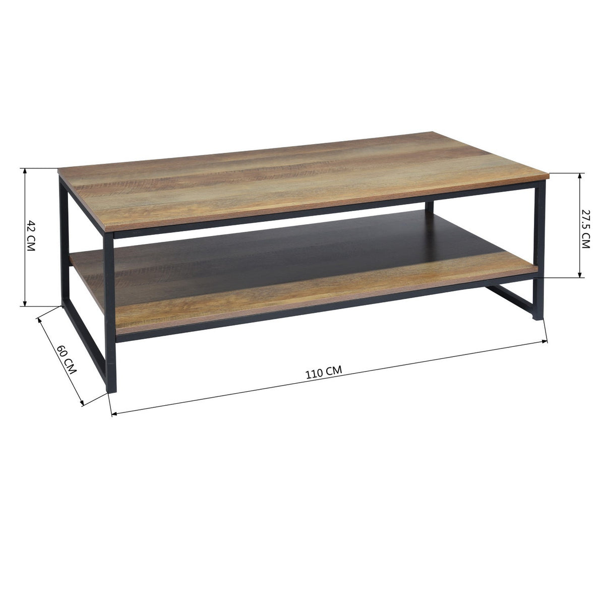 Facto Coffee Table 2 Levels Dark Wood Coffee Tables