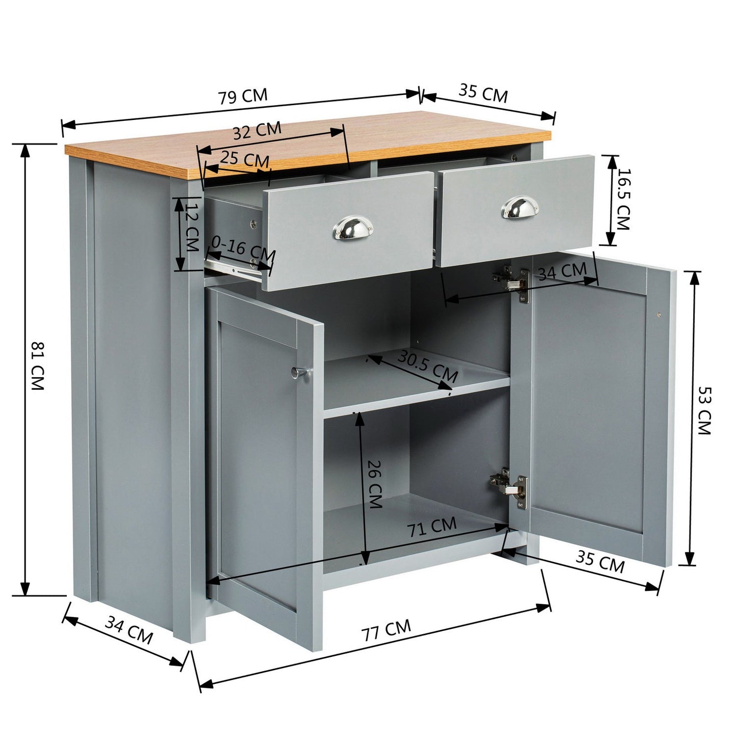 Favre Sideboard Two Doors Grey Console Tables