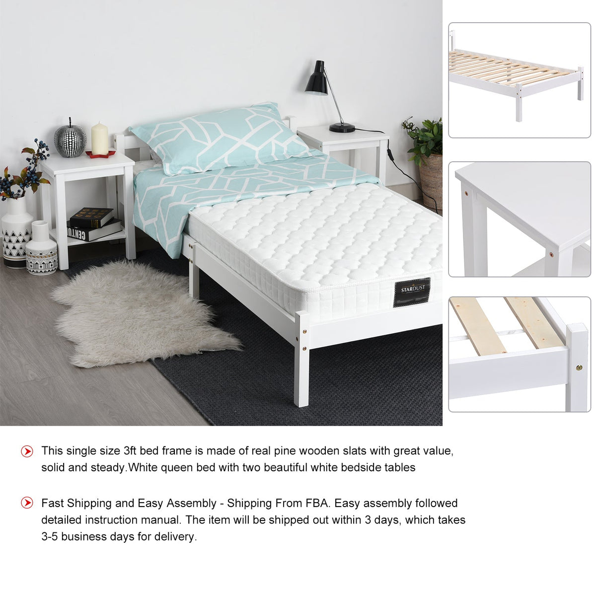 Firenze White Wooden Bedframe