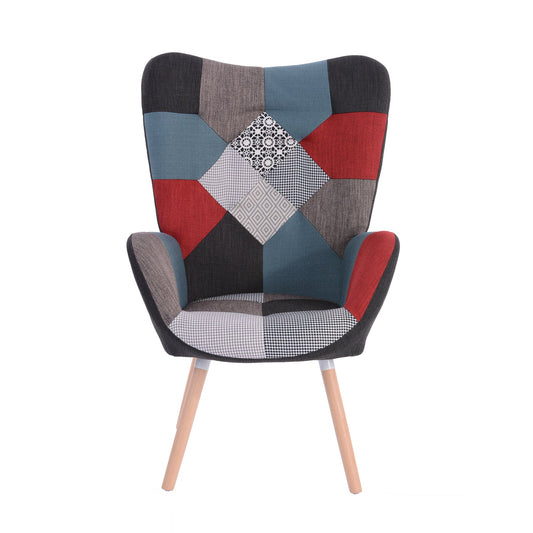 Funkel Patchwork Nature Wood Leg Accent Chairs