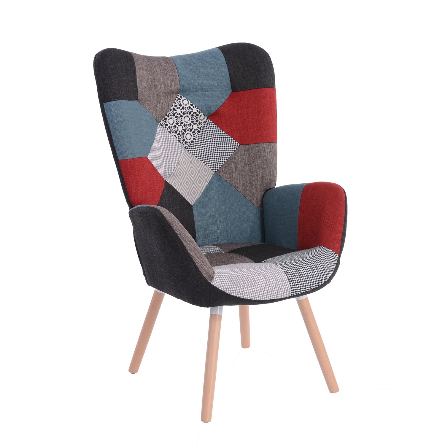 Funkel Patchwork Nature Wood Leg Accent Chairs