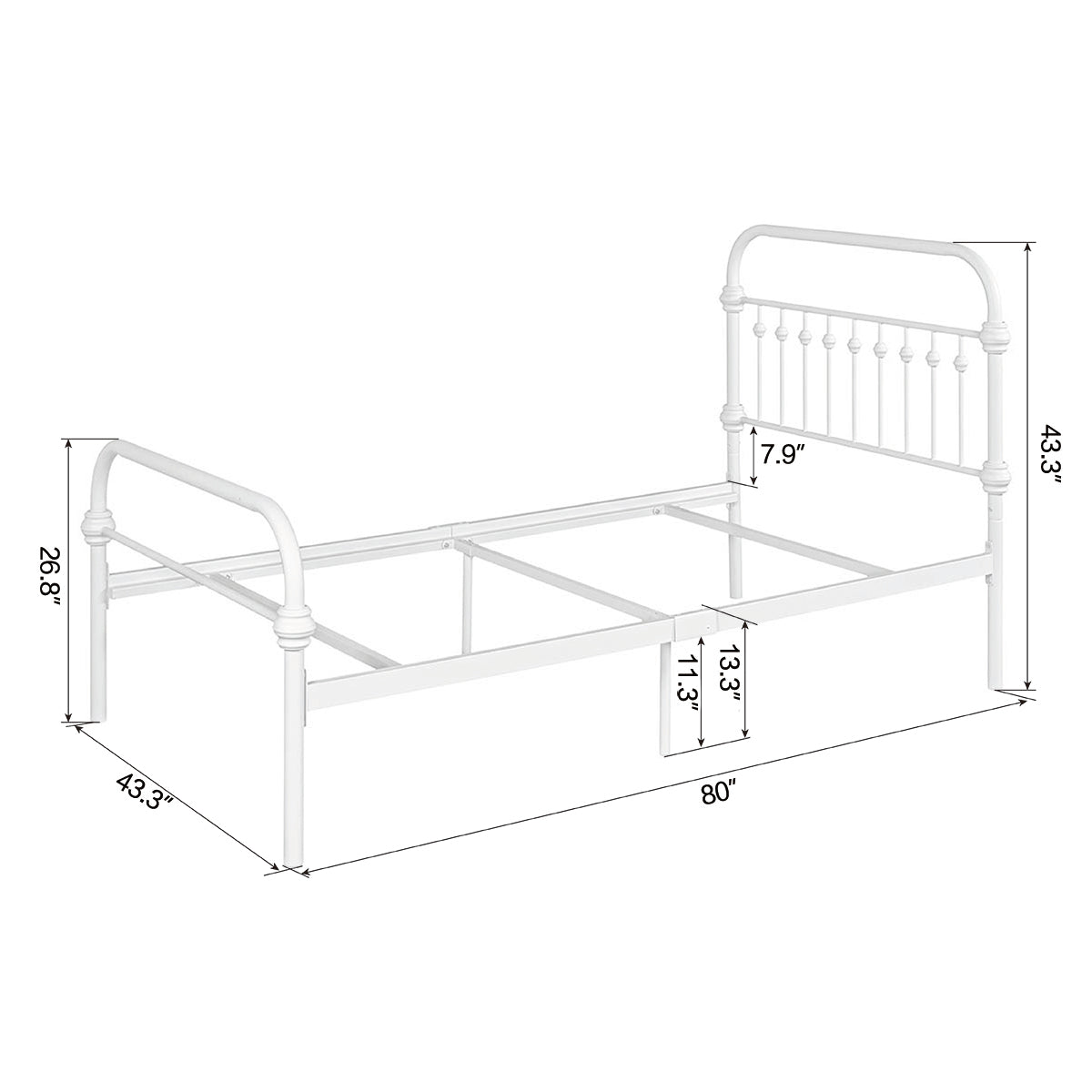 Gobert Twin White Beds