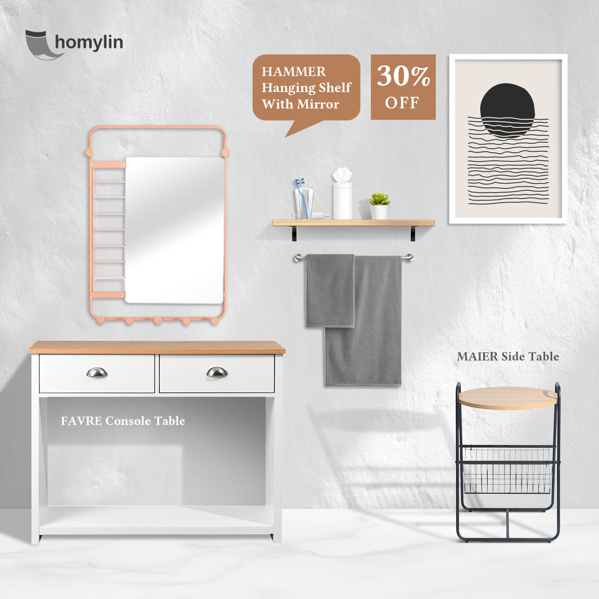 Hagan Wall Shelf With Mirror