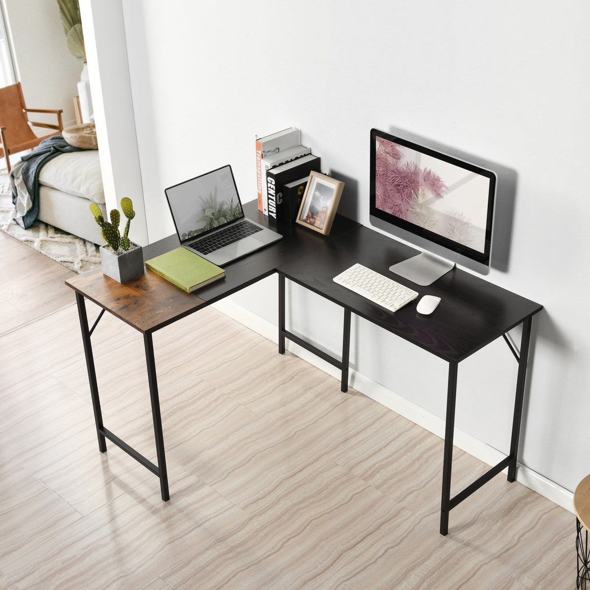 Isoud 124Cm Black Brown Desks