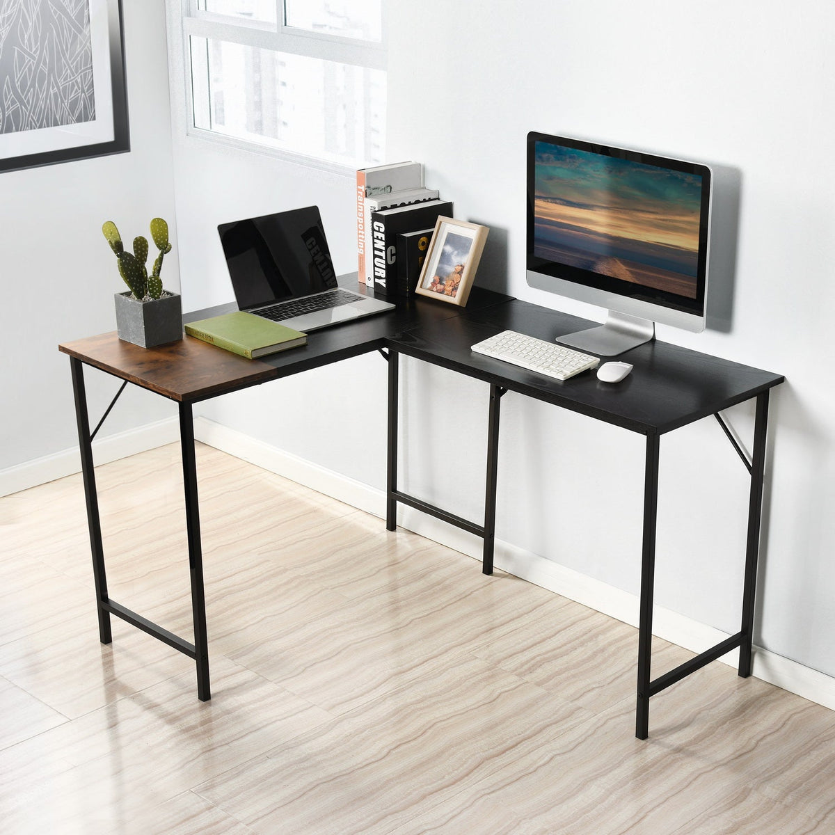 Isoud 124Cm Fabric Black Brown Desks