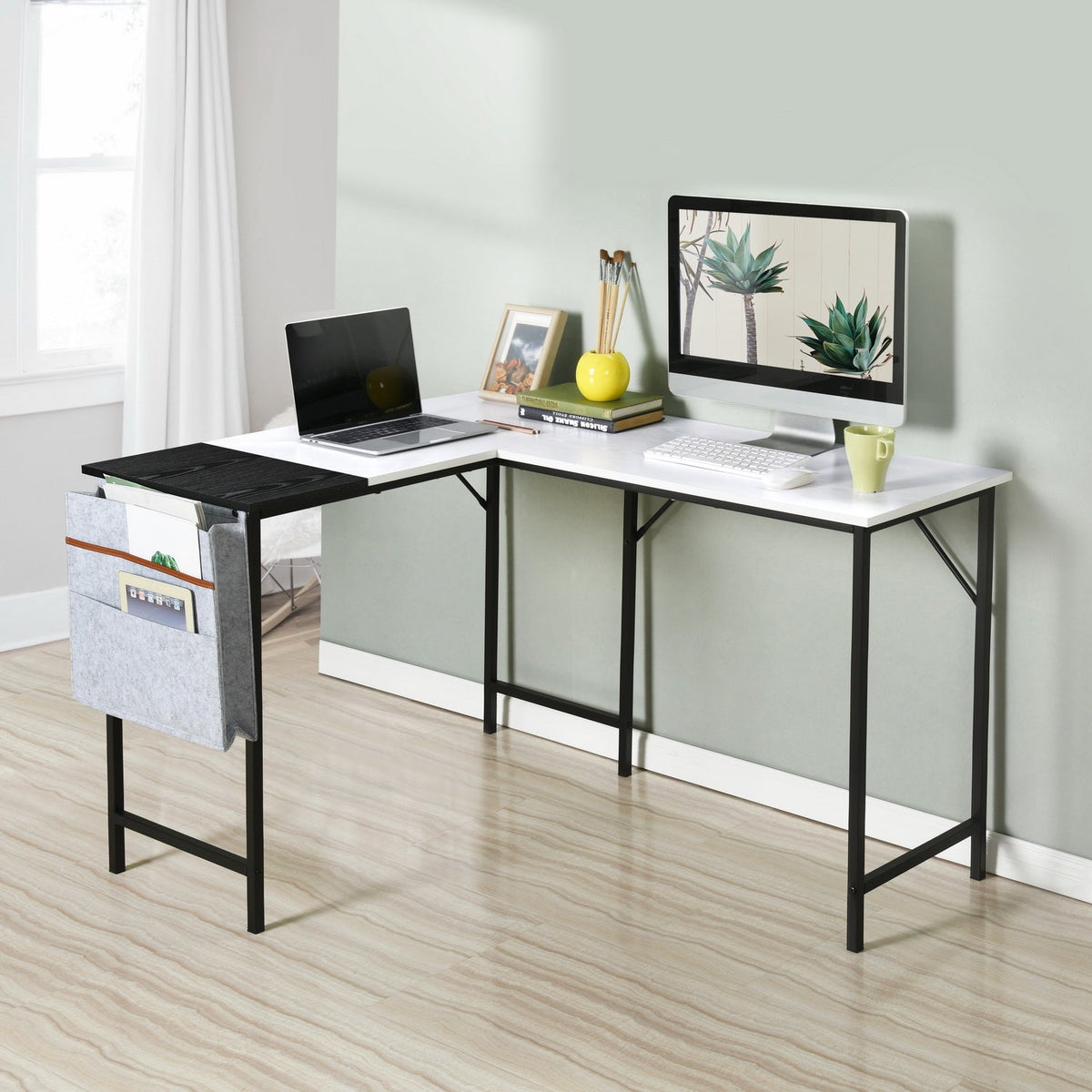 Isoud 124Cm Fabric Black White Desks