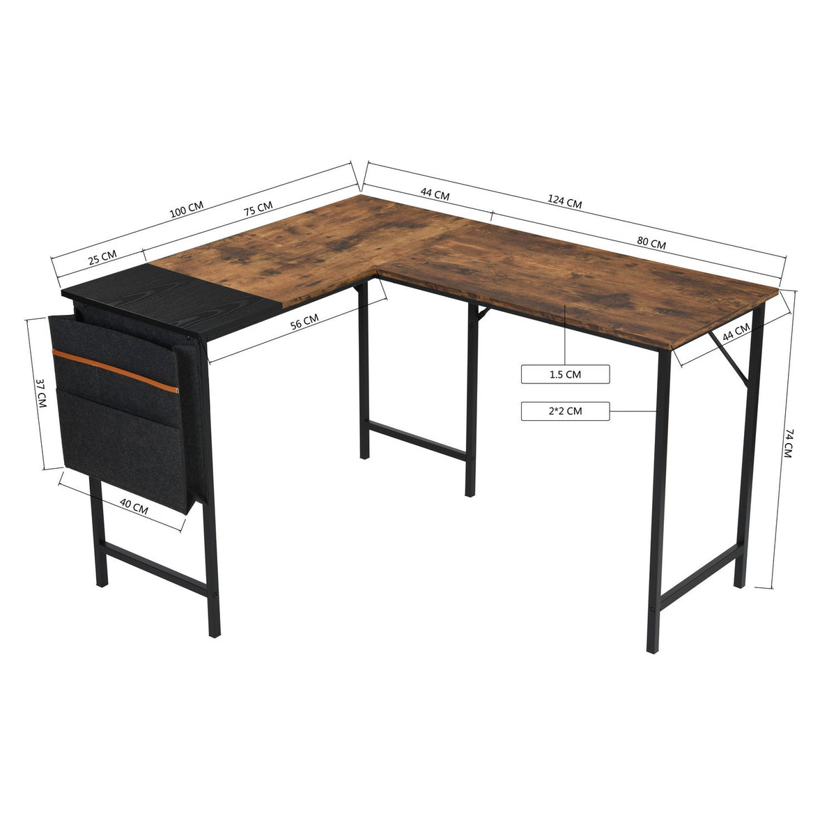 Isoud 124Cm Fabric Desks