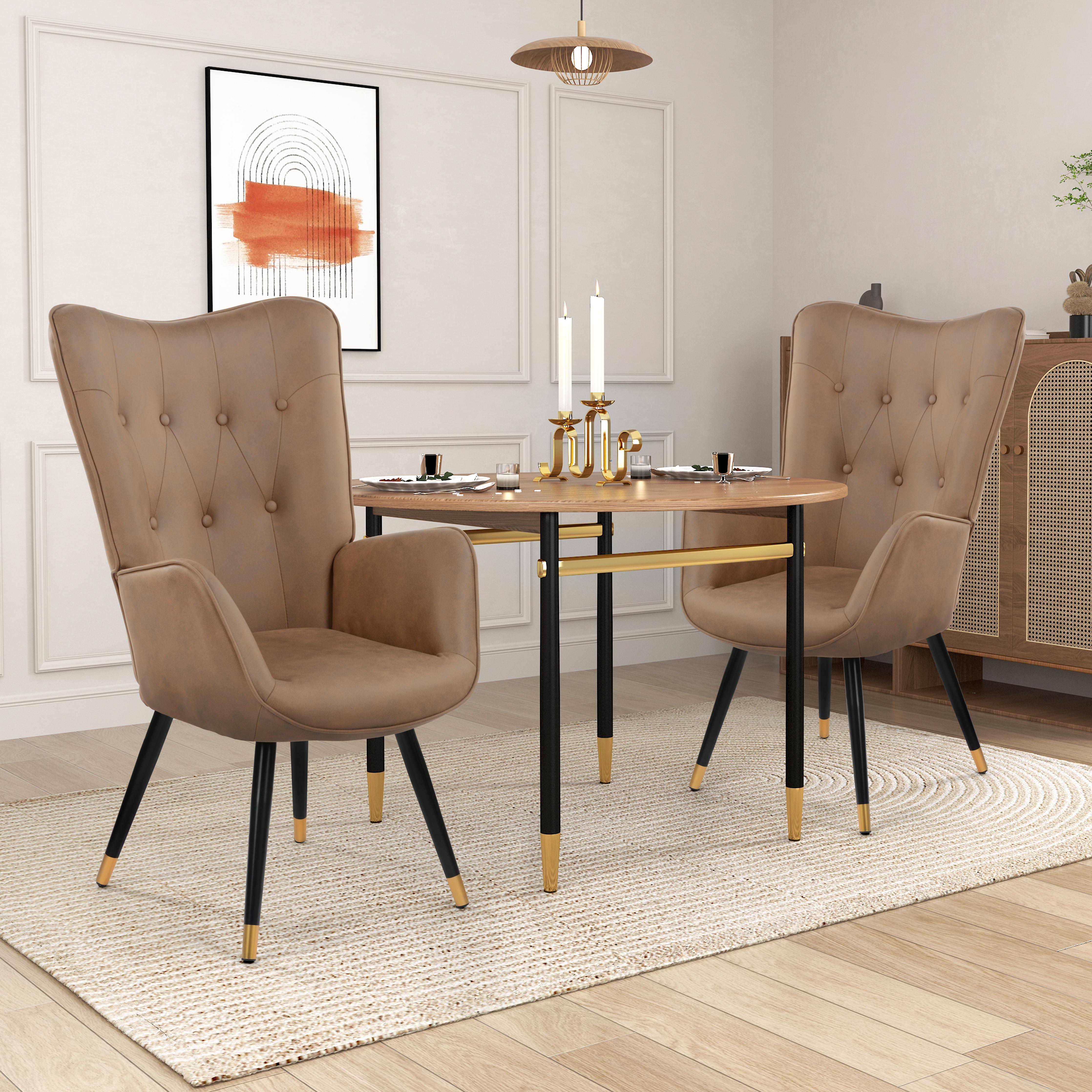 Kas Fabric Brown Black Gold Leg Ukfr  Accent Chairs