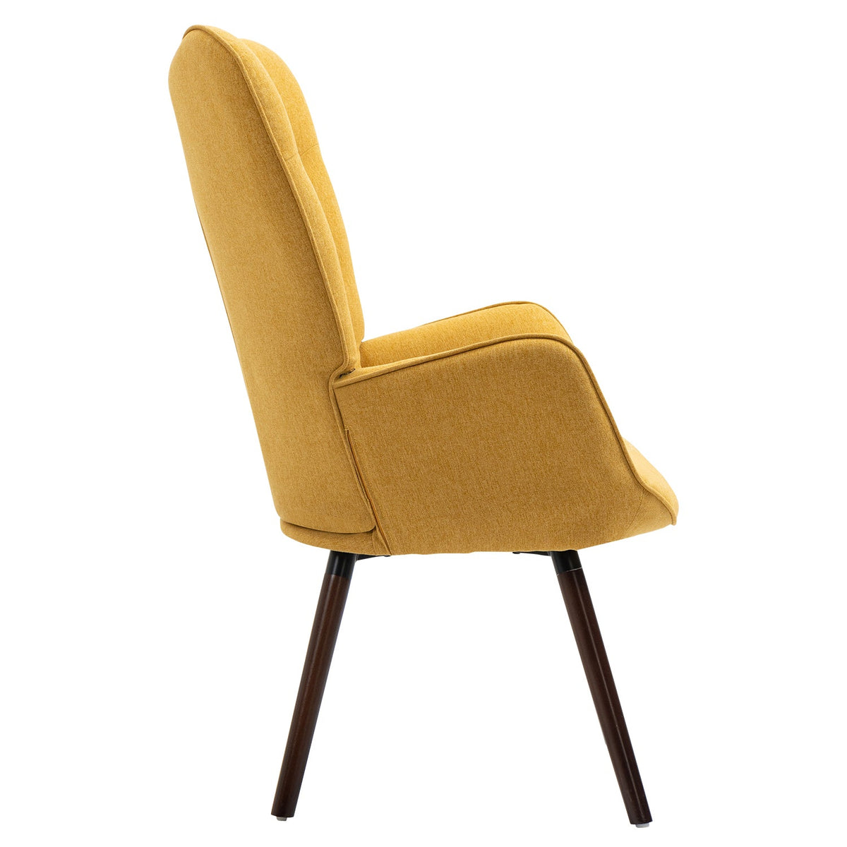 Kas Fabric Yellow Dark Wood Leg Accent Chairs