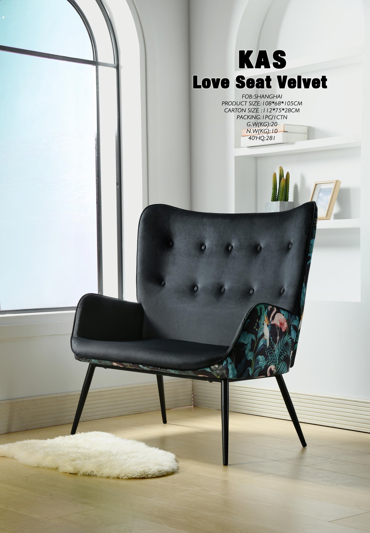 Kas Love Seat Velvet Accent Chairs