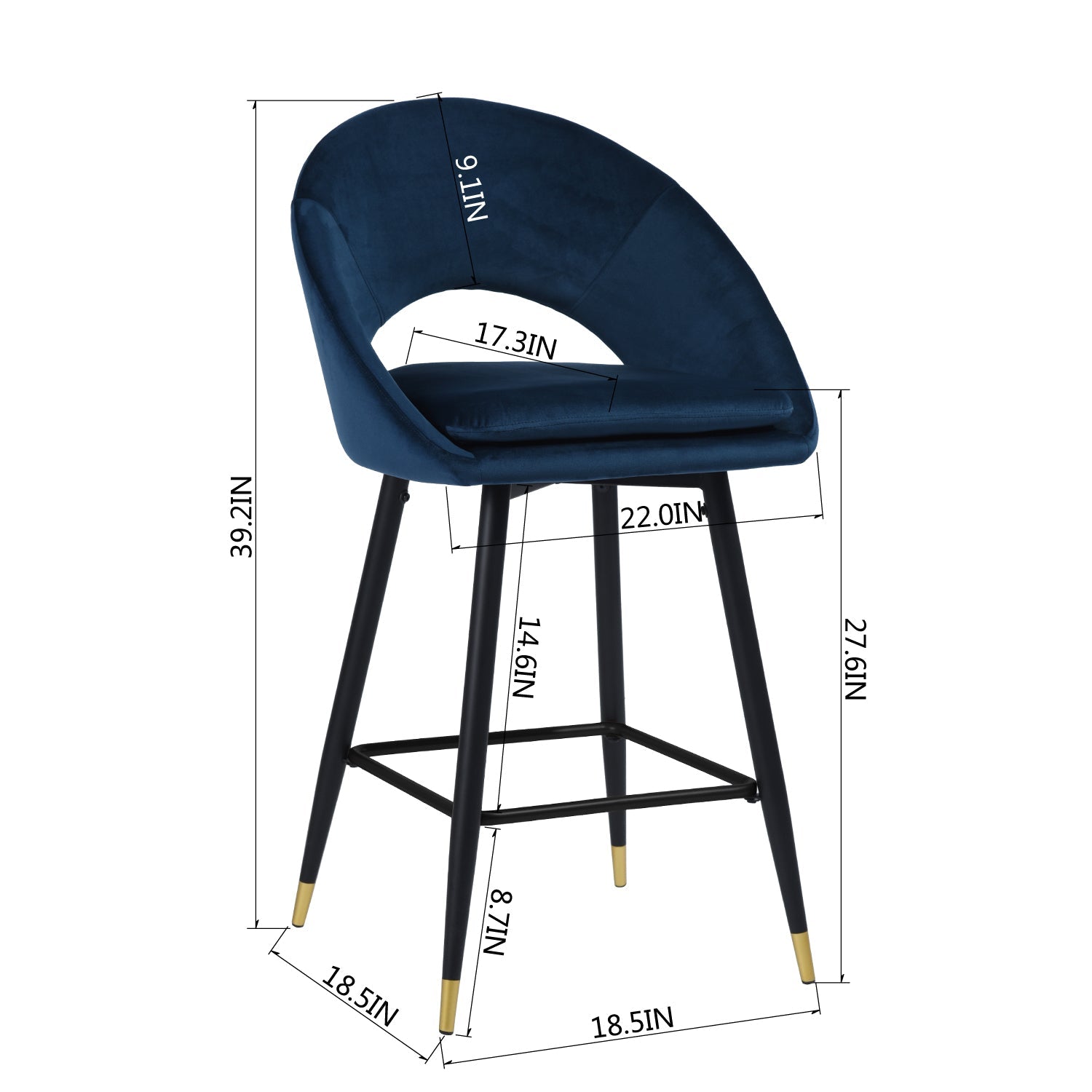 Kenzie Velvet Bar Stool