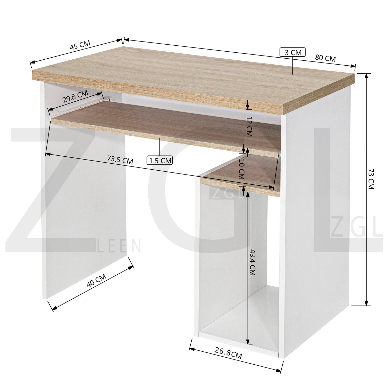 Montes Oak White Desks