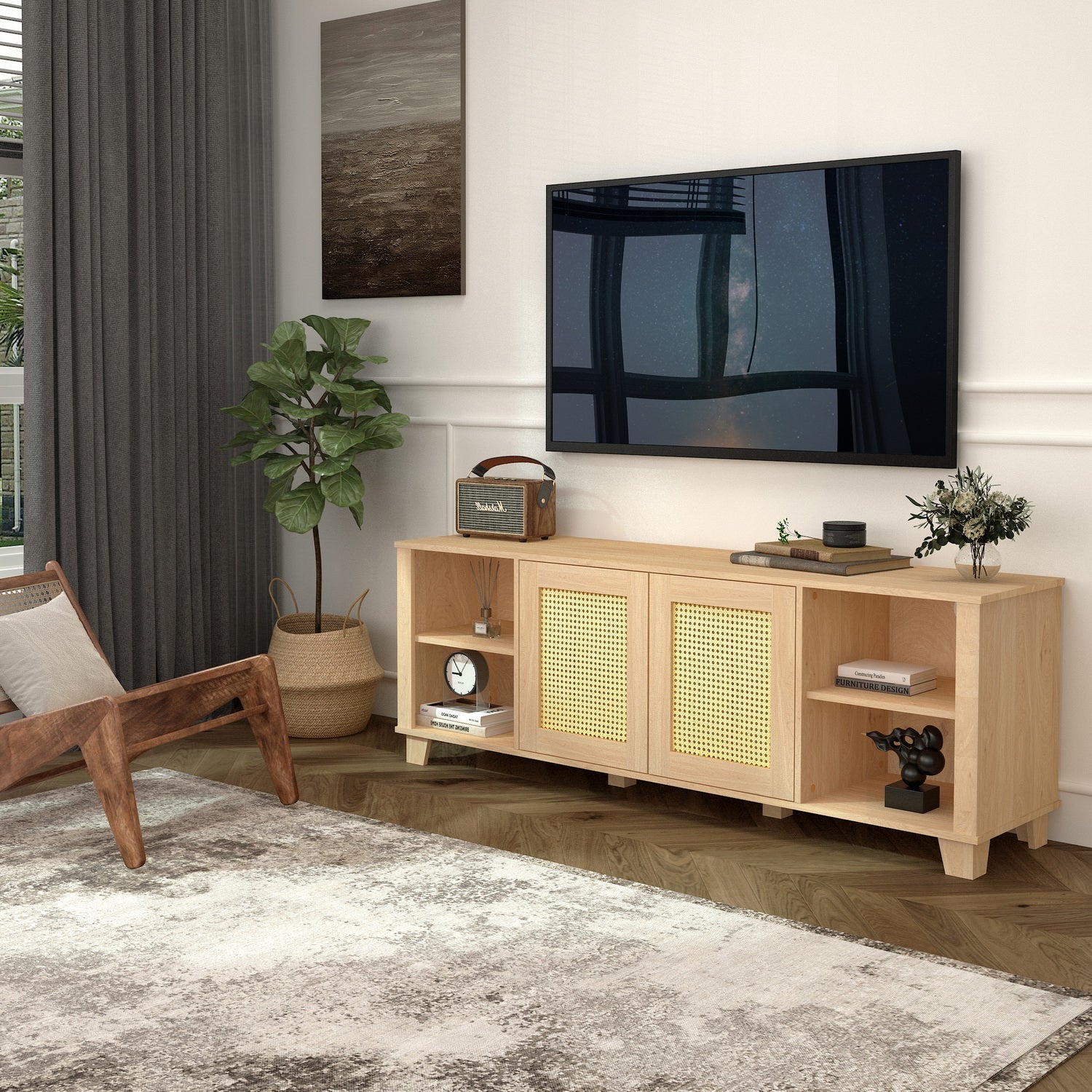 Panya Faux Rattan Tv Stand