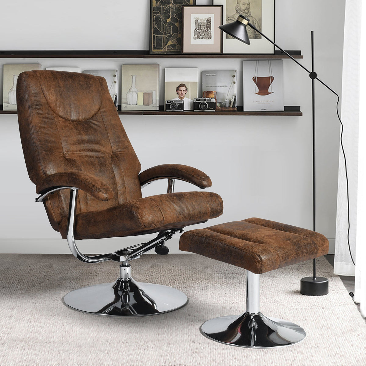 Reddish Recliner With Footrest