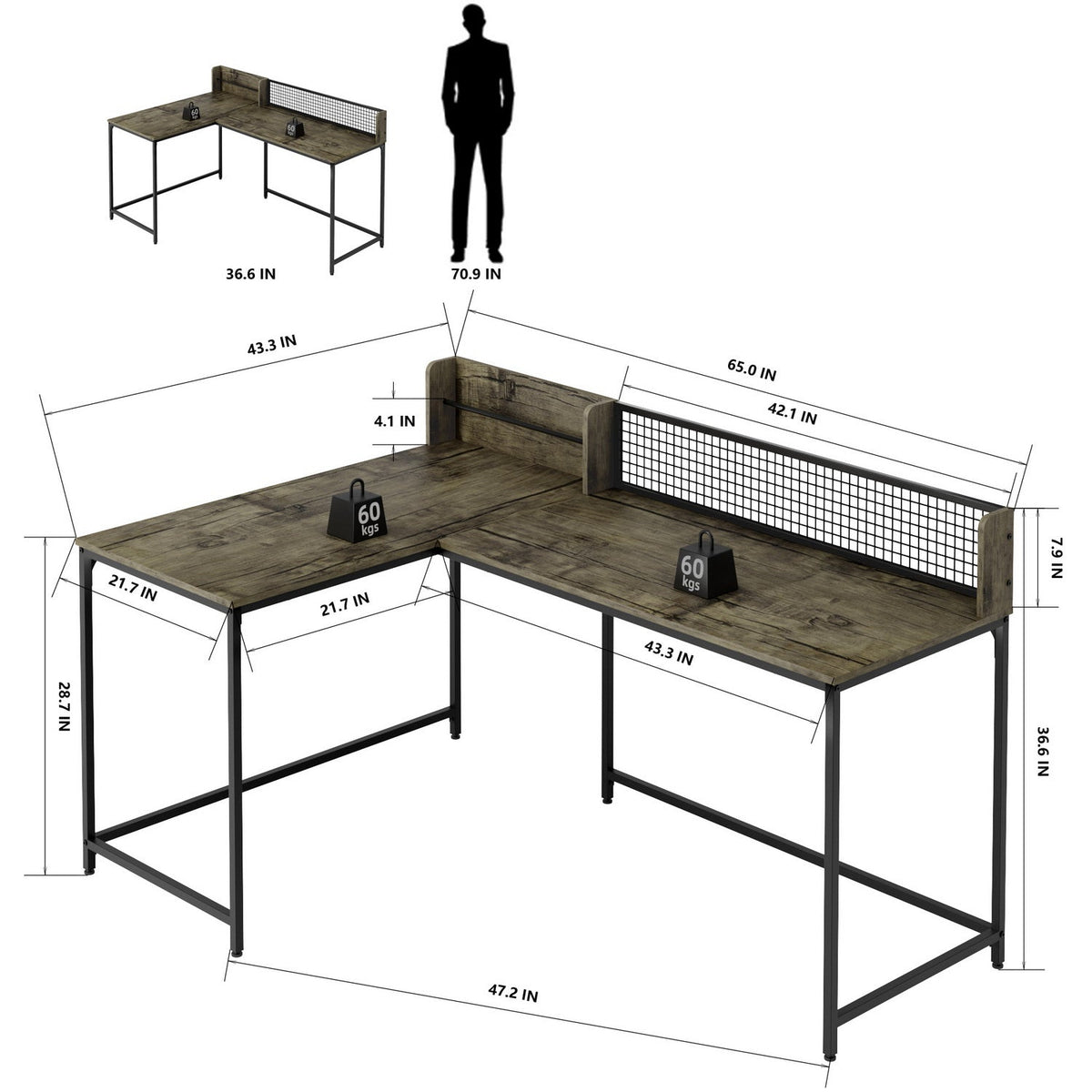 Roger L Shape Working Table