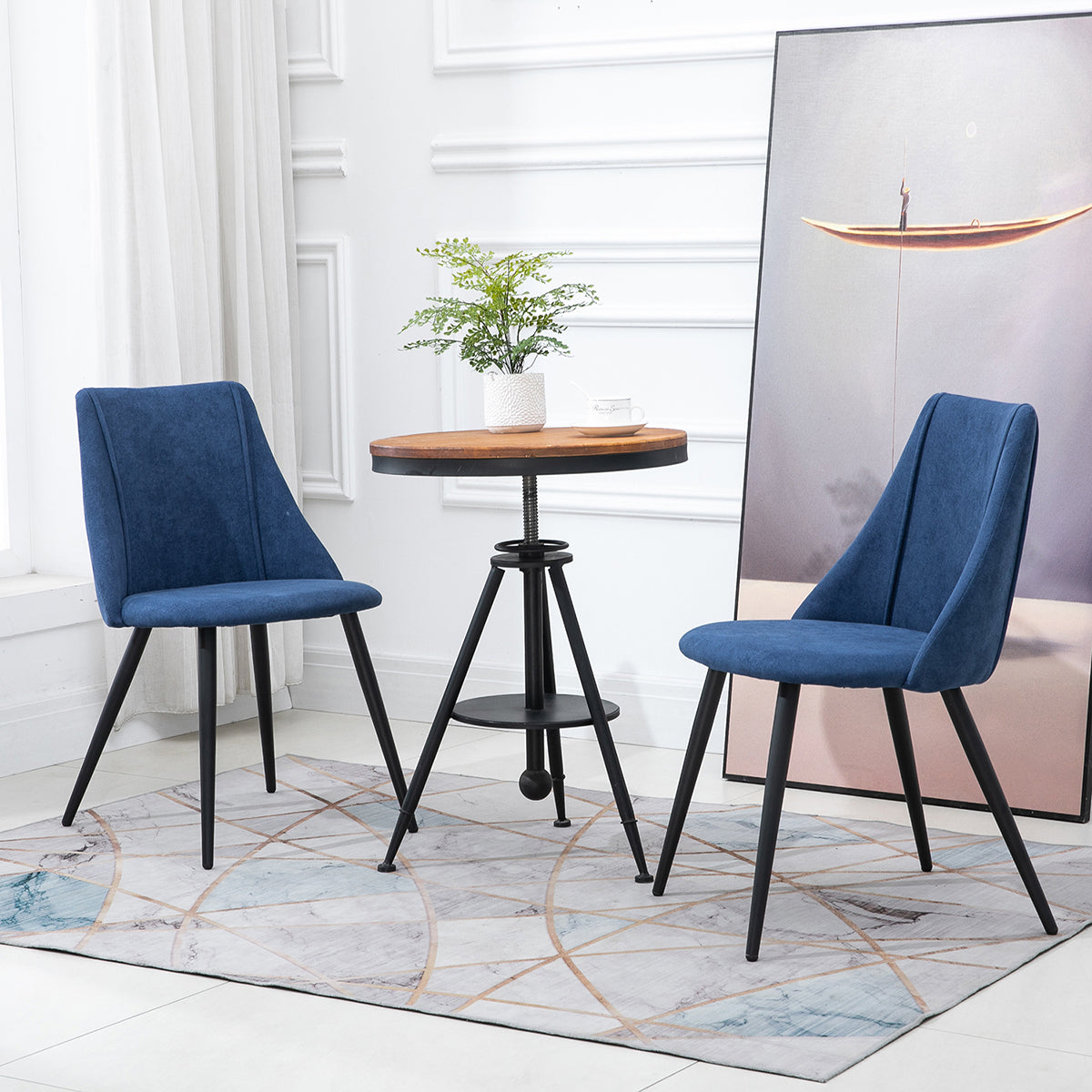 Smeg Dark Blue Black Leg Dining Chairs