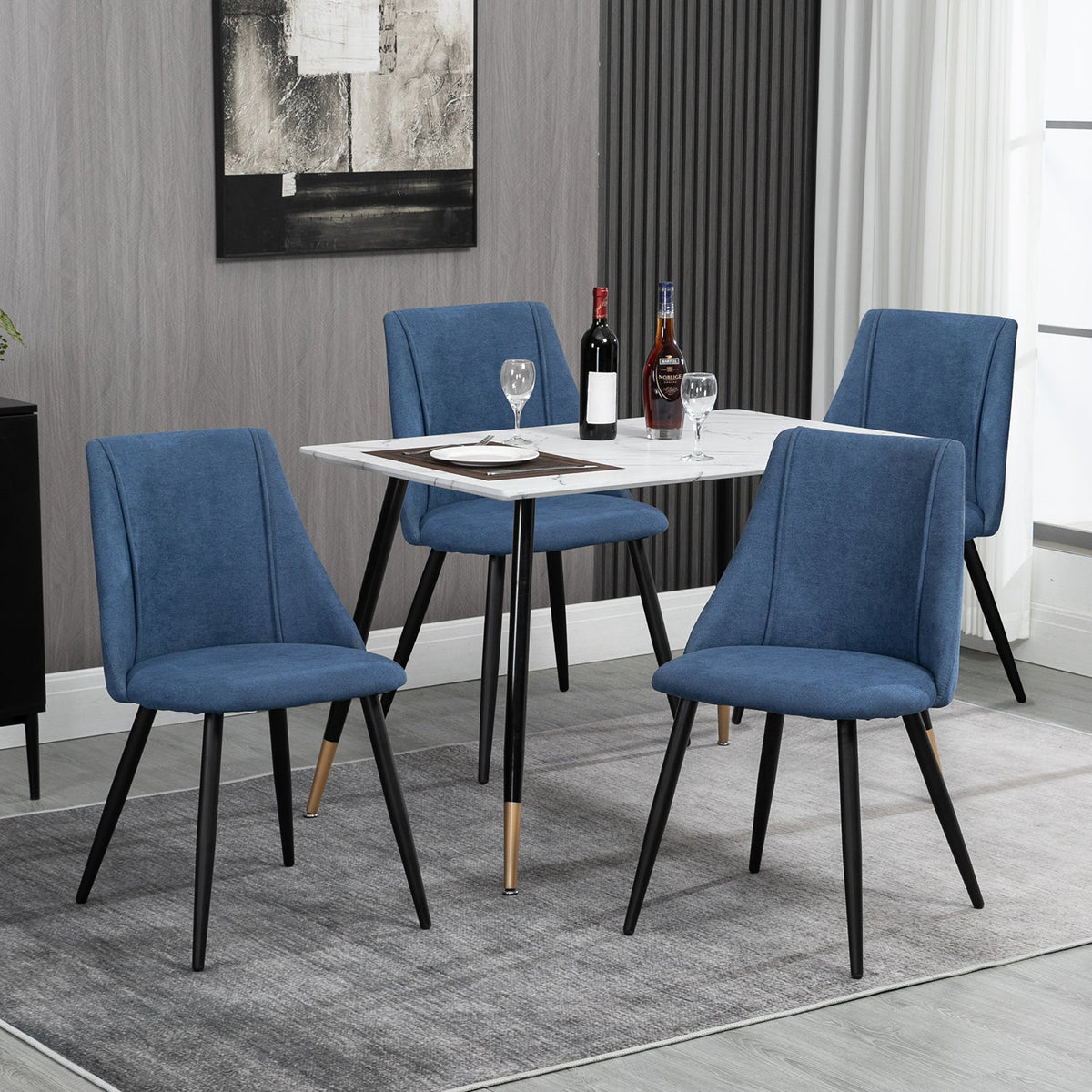 Smeg Dark Blue Black Leg Dining Chairs