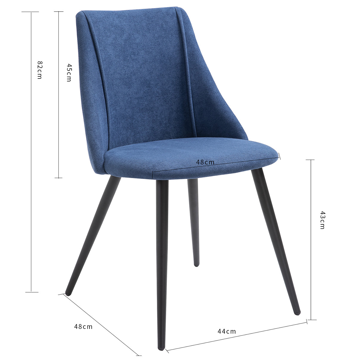 Smeg Dark Blue Black Leg Dining Chairs