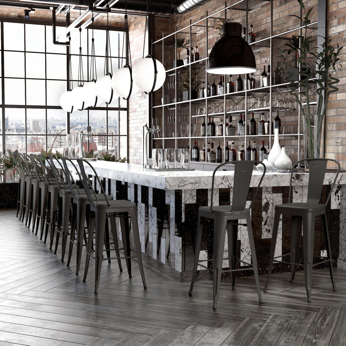 Thocar 29 Gun Metal Bar Stool
