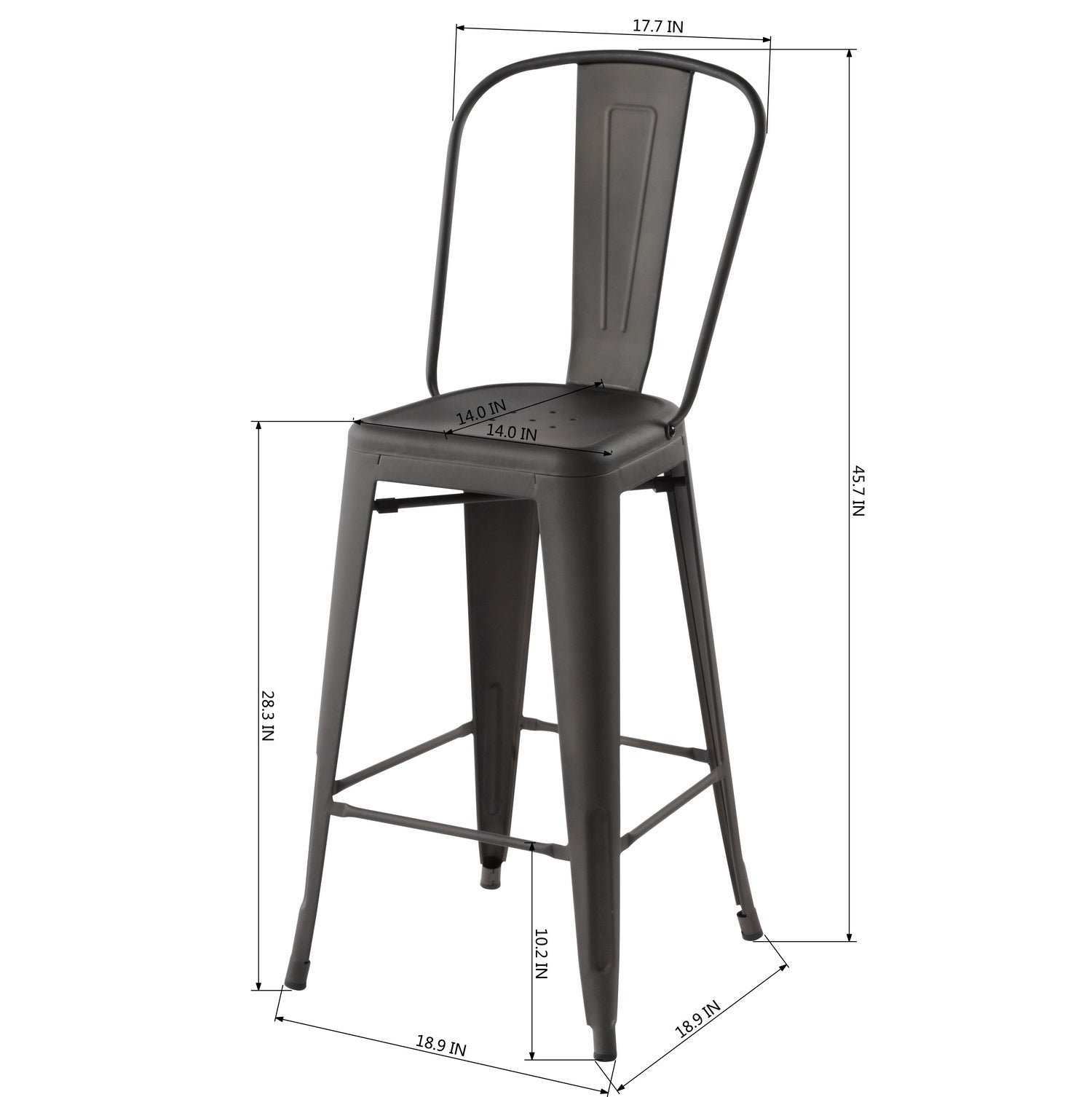 Thocar 29 Gun Metal Bar Stool