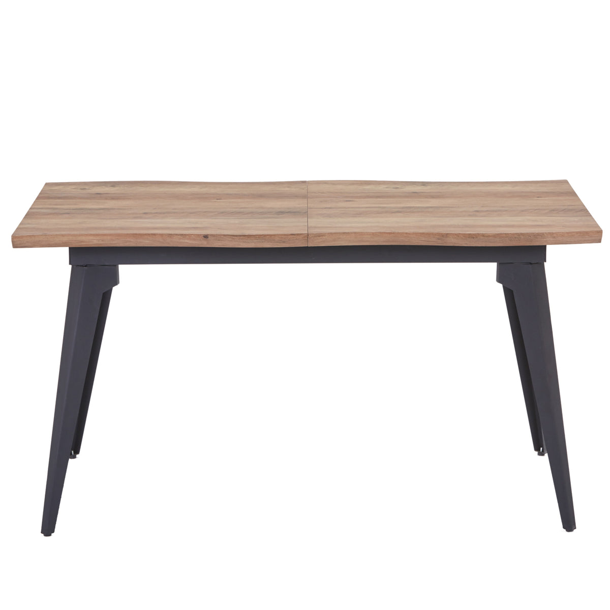 Modern Extendable Dining Table, MDF Wood, Black Metal Legs - TROWA NL