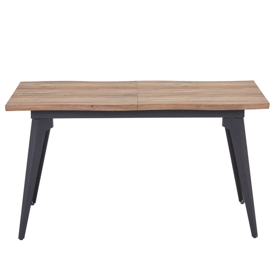 Modern Extendable Dining Table, MDF Wood, Black Metal Legs - TROWA NL