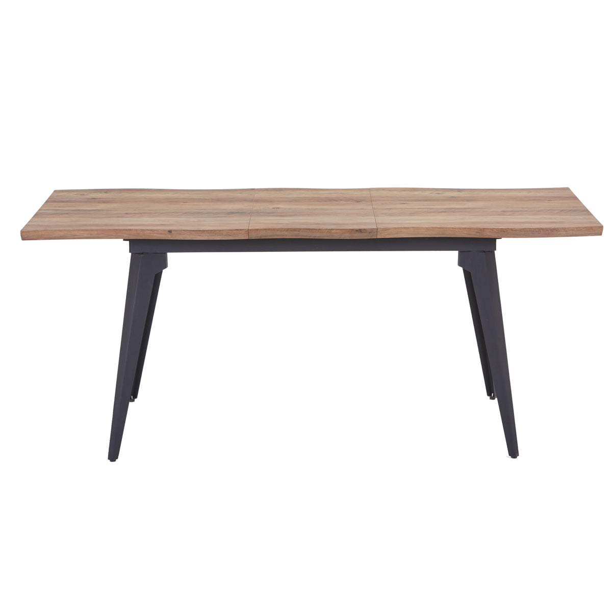 Modern Extendable Dining Table, MDF Wood, Black Metal Legs - TROWA NL