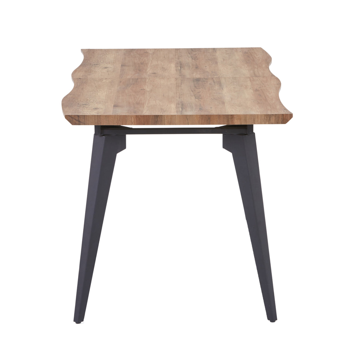 Modern Extendable Dining Table, MDF Wood, Black Metal Legs - TROWA NL