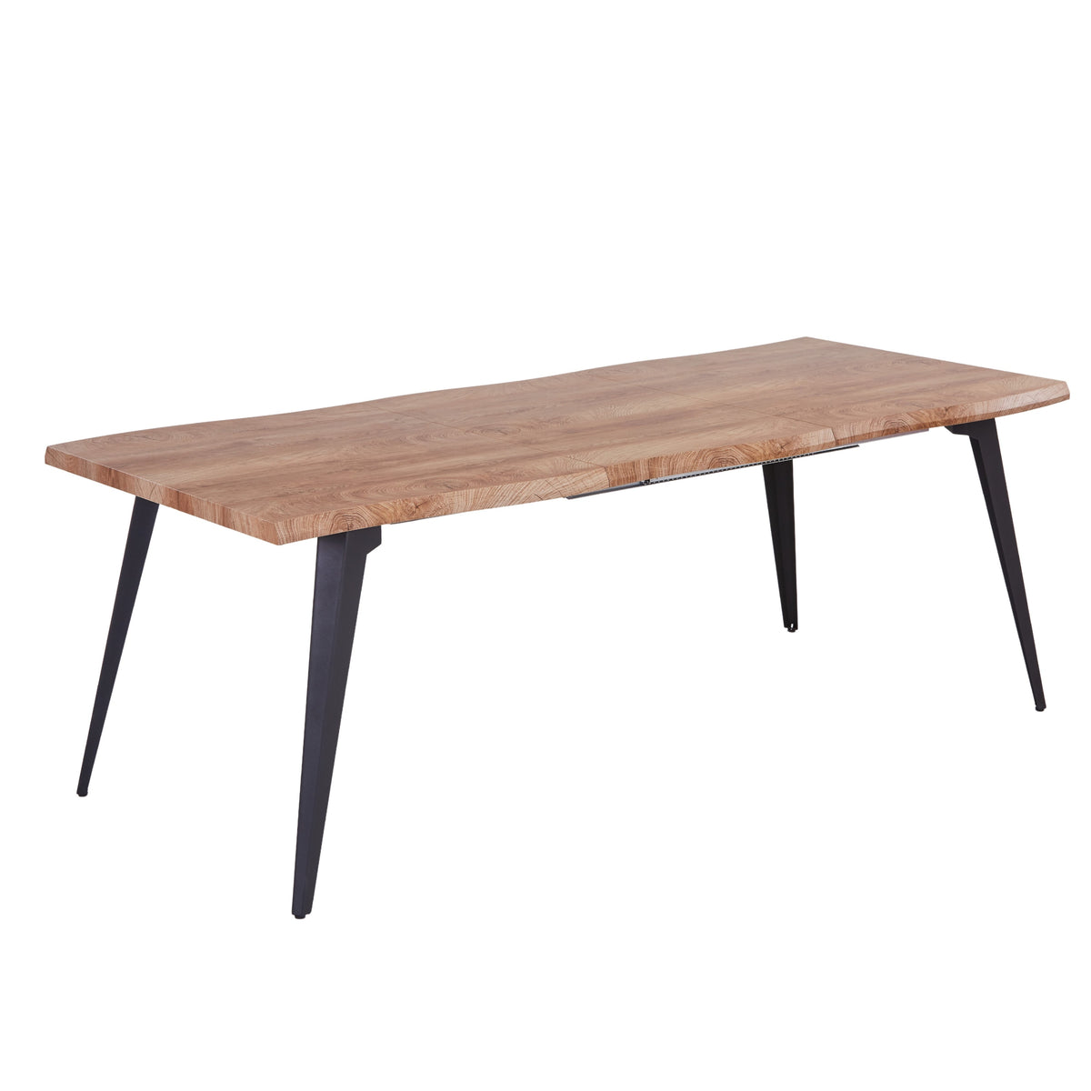 Modern Extendable Dining Table, MDF Wood, Black Metal Legs - TROWA NL
