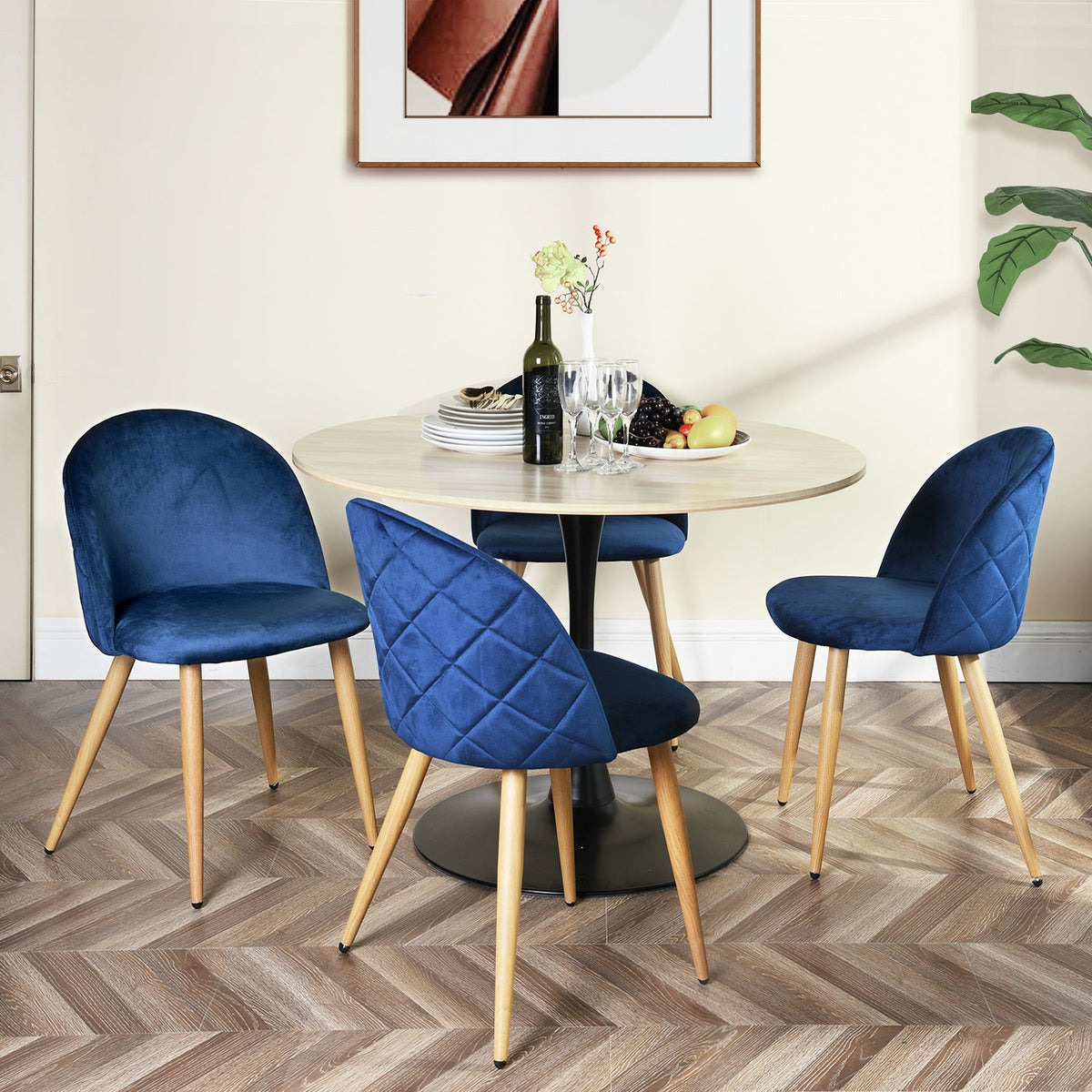Zomba Dark Blue Velvet Ukfr Dining Chairs