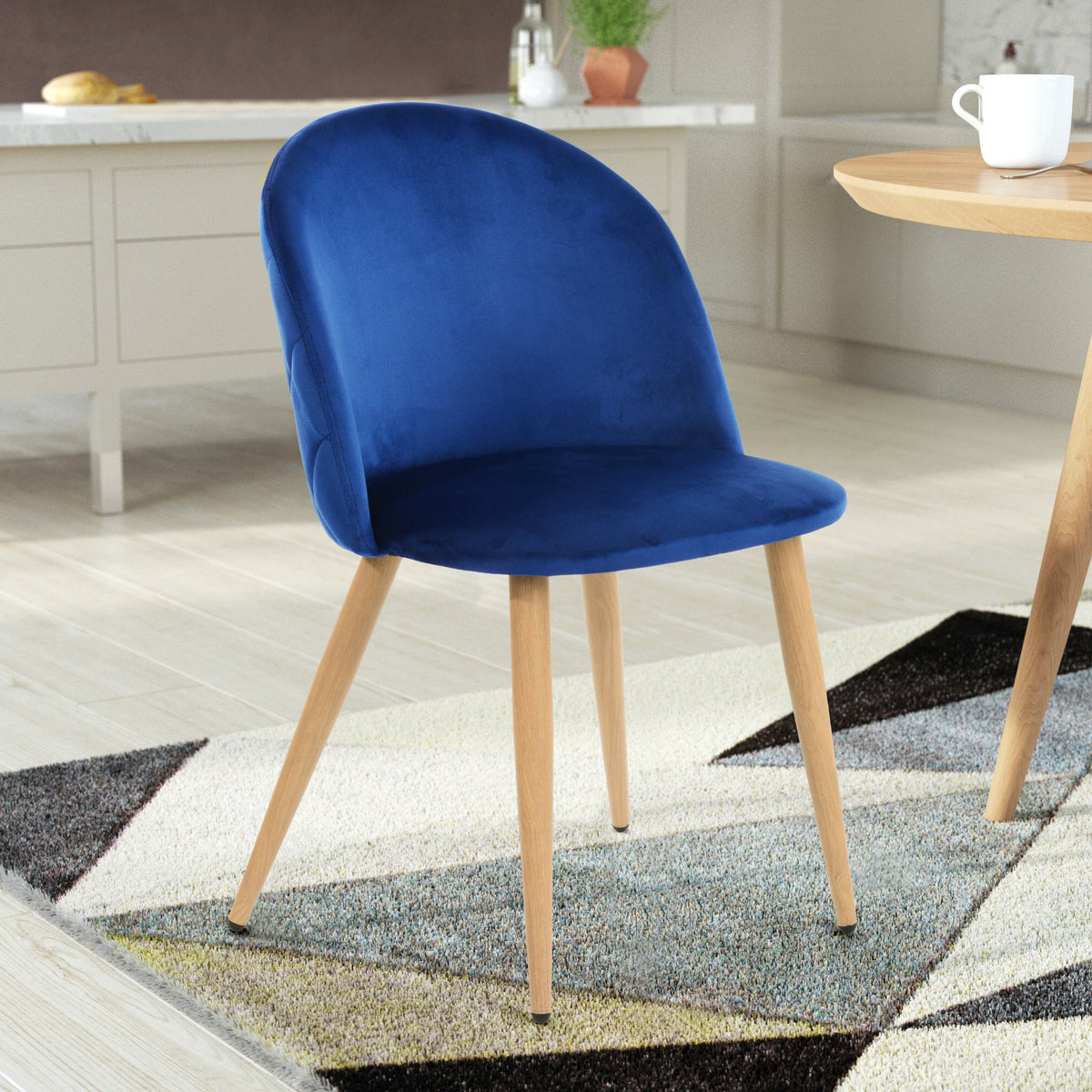 Zomba Dark Blue Velvet Ukfr Dining Chairs