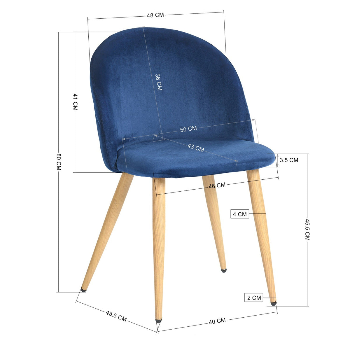 Zomba Dark Blue Velvet Ukfr Dining Chairs