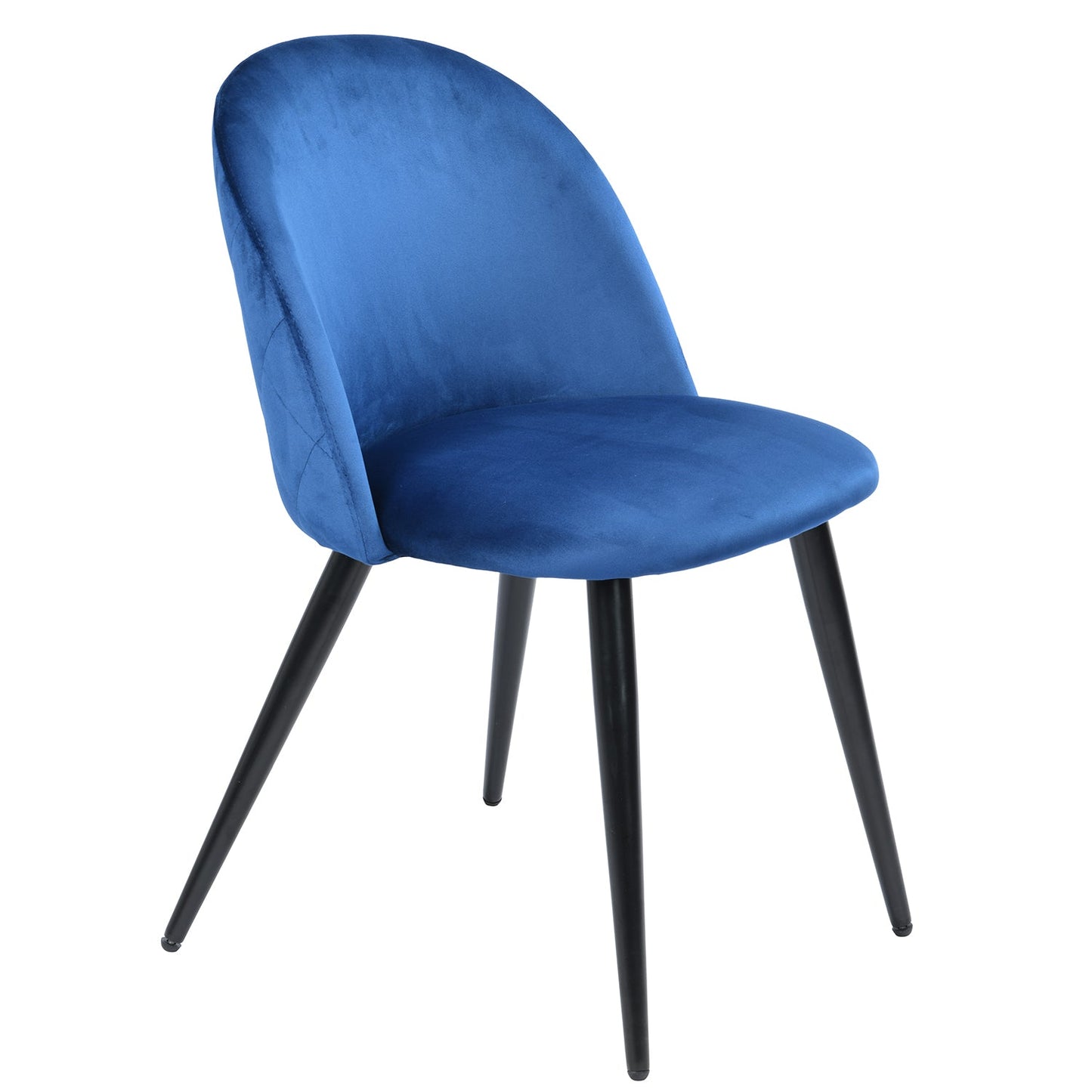 Zomba Dining Blue Velvet Black Leg Dining Chairs