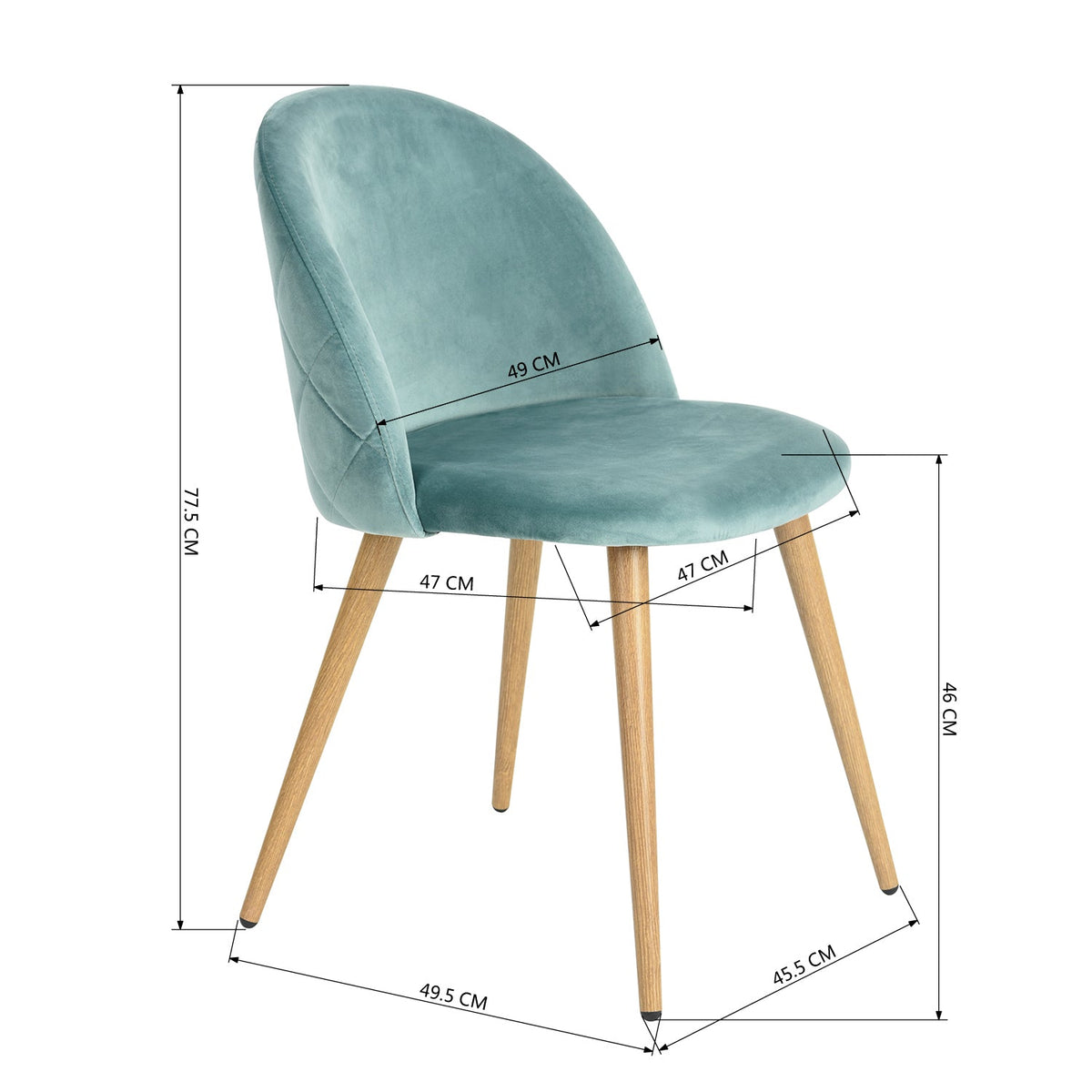 ZOMBA VELVET AQUA OAK LEG 4PCS NL