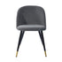 Zomba Grey Velvet Black Gold Leg Dining Chairs