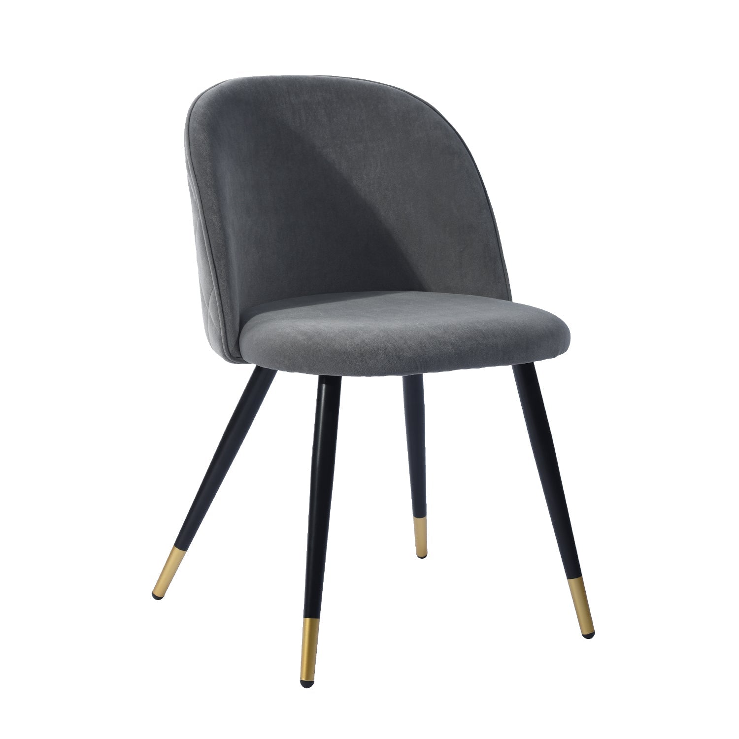 Zomba Grey Velvet Black Gold Leg Dining Chairs