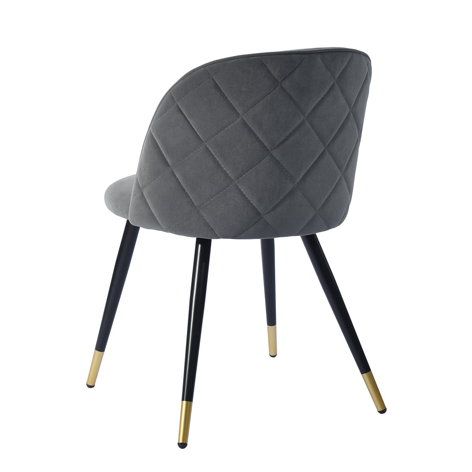 Zomba Grey Velvet Black Gold Leg Dining Chairs