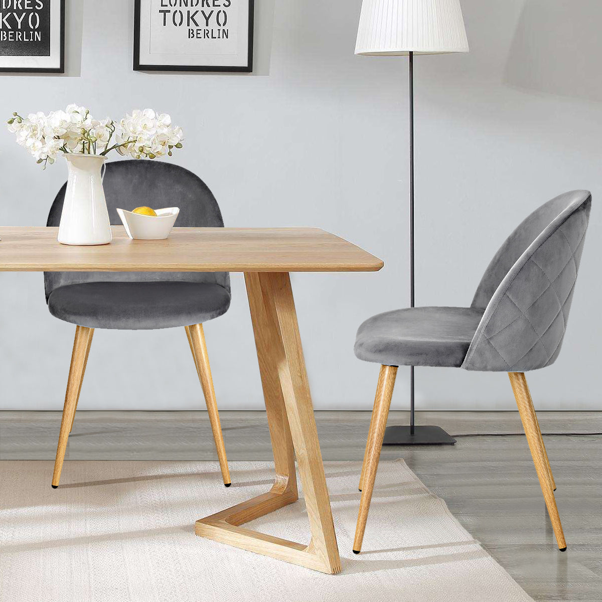 Zomba Grey Velvet Dining Chairs