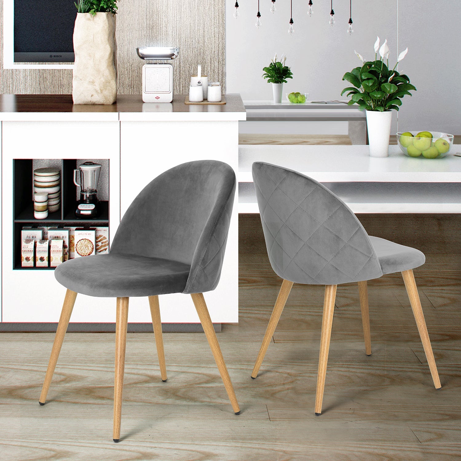 Zomba Grey Velvet Dining Chairs