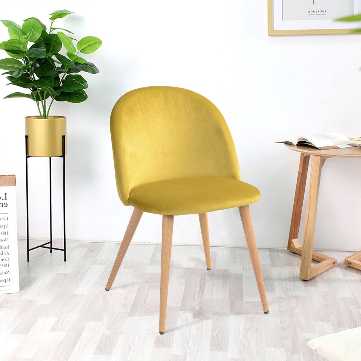 Zomba Velvet Yellow Dining Chairs